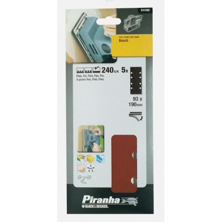 PIRANHA X31592 5 FOGLI VELCRO 93X190 GR.240