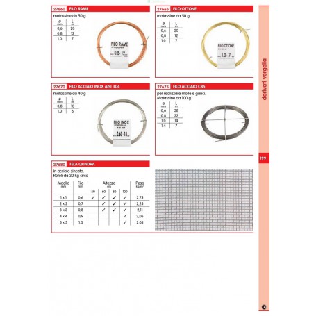 20PZ FILO RAME DIAMETRO MM 0,8 Lunghezza 12 MT MATASSINA 50 G