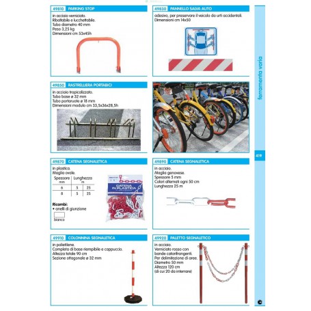 Colonnina per catena plastica bianca/rossa 