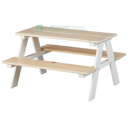 SET PIC NIC BIMBI CM 90X82X50H KIT TAVOLO E SEDUTE IN LEGNO