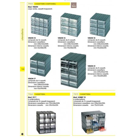 CASSETTIERA PORTAMINUTERIE ART PLAST 12 CASSETTI TRASPARENTI
