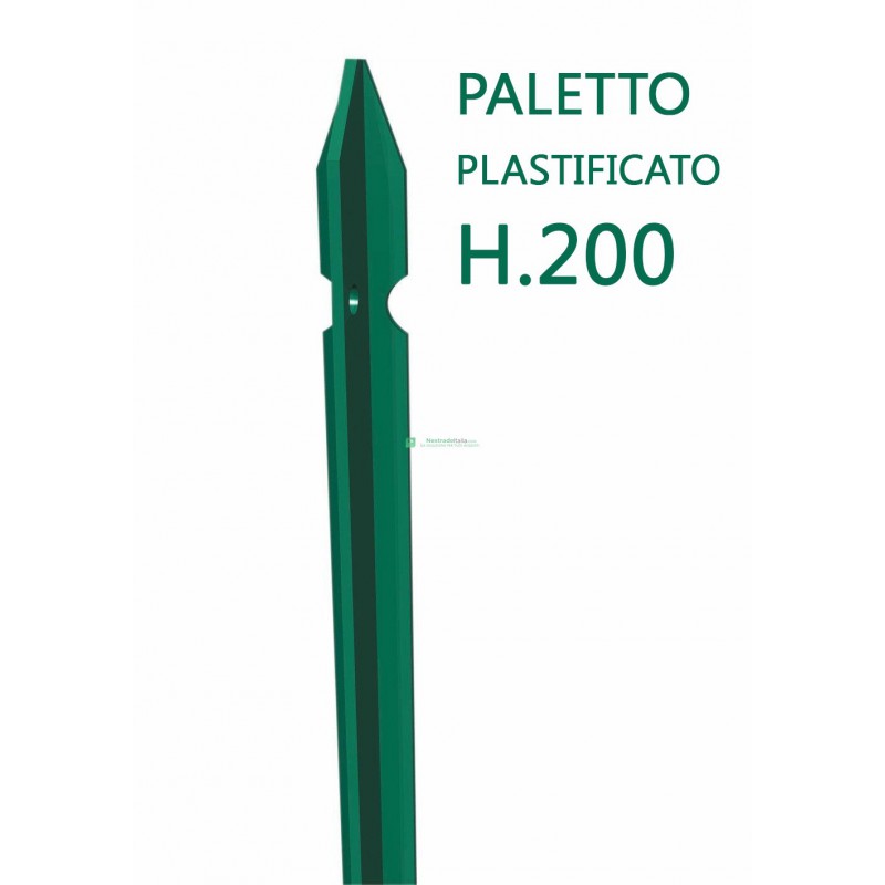 Paletto plastificato verde T per rete Colore Verde Altezza pali per  recinzione 125 cm (per rete 100 cm) Colore Verde Altezza pali per recinzione  125 cm (per rete 100 cm)