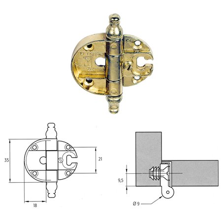 2PZ CERNIERA PER MOBILI 'A0056' bronzata