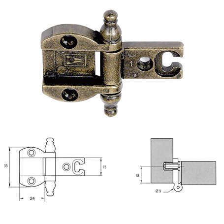 2PZ CERNIERA PER MOBILI 'A0055' bronzata