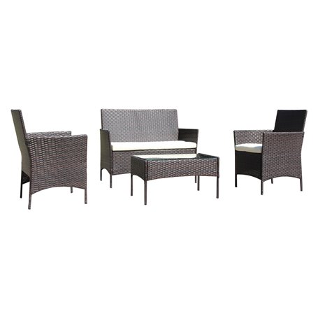 1PZ SET GIARDINO IN POLYRATTAN 'BERENICE' marrone/beige