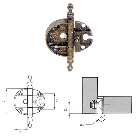 2PZ CERNIERA PER MOBILI 'A0057' bronzata