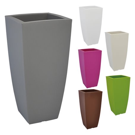 VASO QUADRO 'STILO' cm 40x40xh.90 - 20 lt. avorio