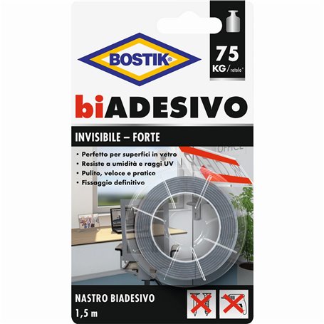 6PZ BOSTIK NASTRO BIADESIVO INVISIBILE M.1,5X19MM