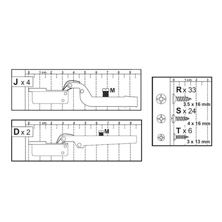 1PZ KIT CREDENZA 3ANTE ZAIKEN-(CERNIERE)