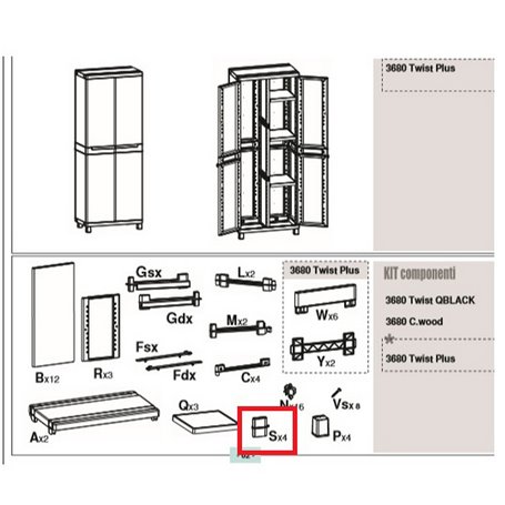 SUPPORTO S X ARMADIO TERRY CWOOD 2ANTE PORTA SCOPE 3680