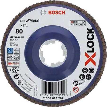 10PZ BOSCH-B DISCO LAMELLARE X-LOCKGR.80 MM.115