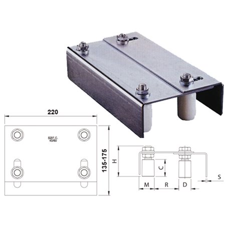 SUPPORTO GUIDA CON 4 OLIVE 255 DIAMETRO 30mm