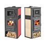 STUFA KALOROSA CON FORNO ROSSO CM.49,5X46X115H CARICO 26,5X18,5CM FORNO 27X23CM